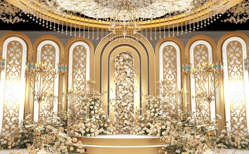 永平香槟色调婚礼堂效果展示